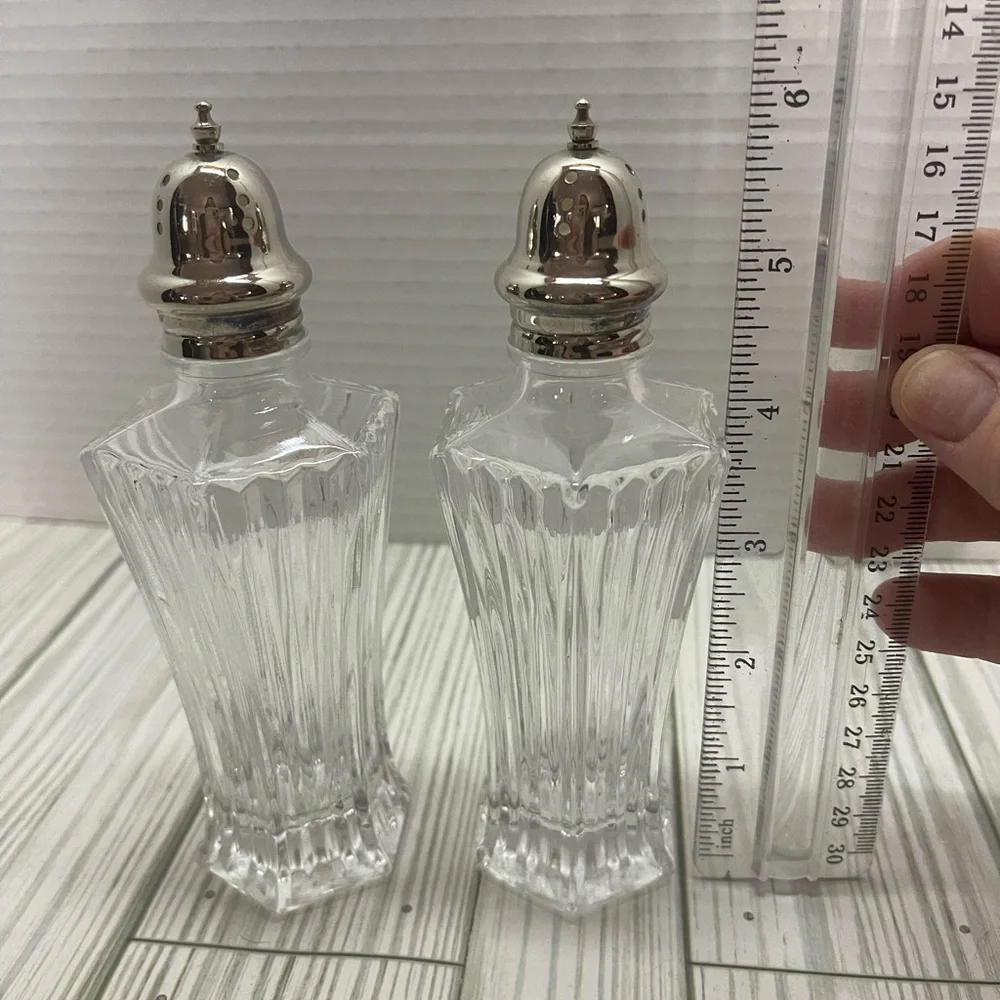Vintage Mikasa Diamond Fire 1985-2007 Large Lead Crystal Salt & Pepper shakers